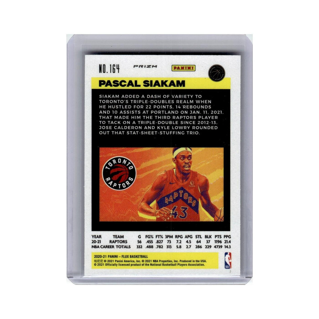Pascal Siakam 2020 Panini Flux Silver #164 Toronto Raptors Basketball Card NM