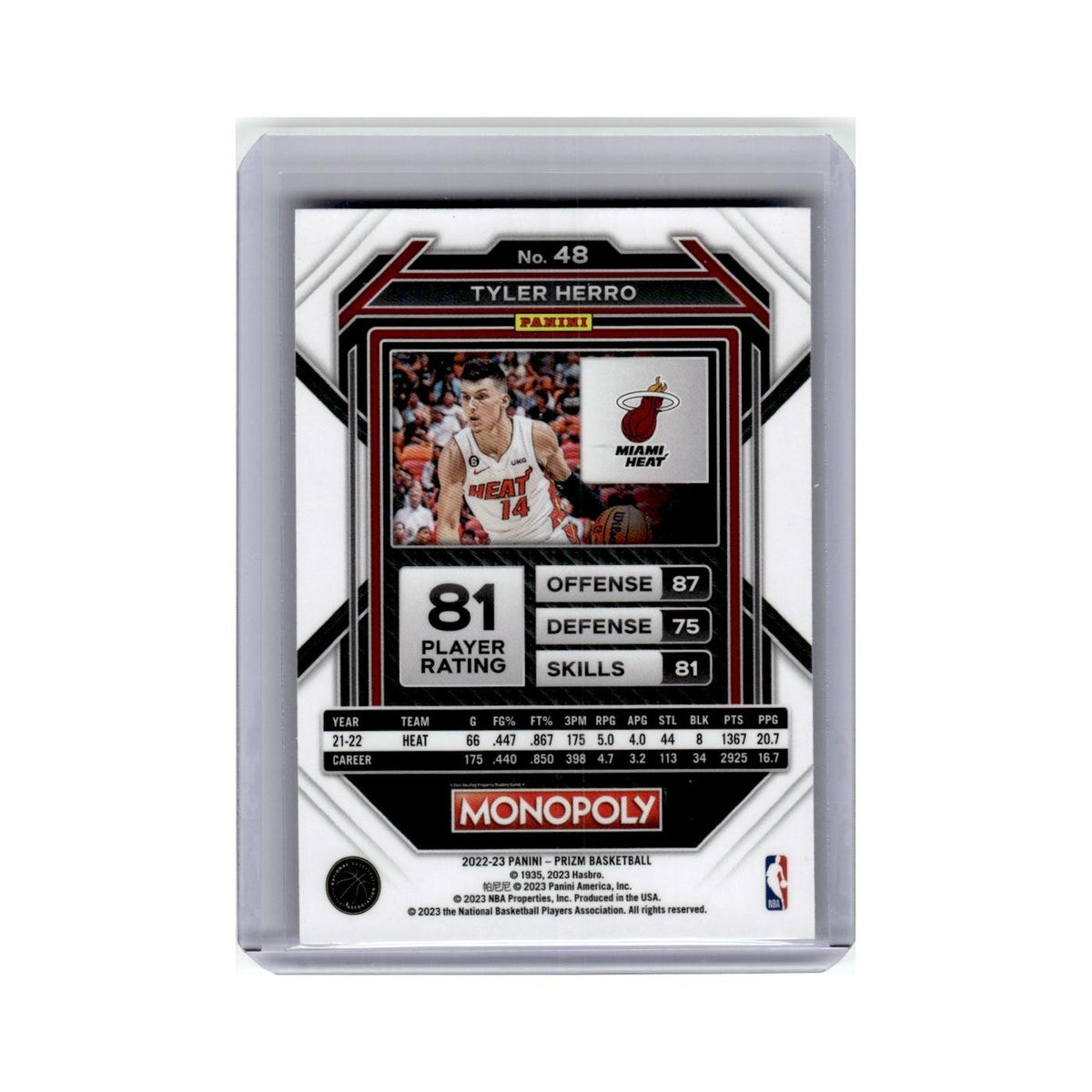 Tyler Herro 2022 Panini Prizm Monopoly #48 Miami Heat Basketball Card NM