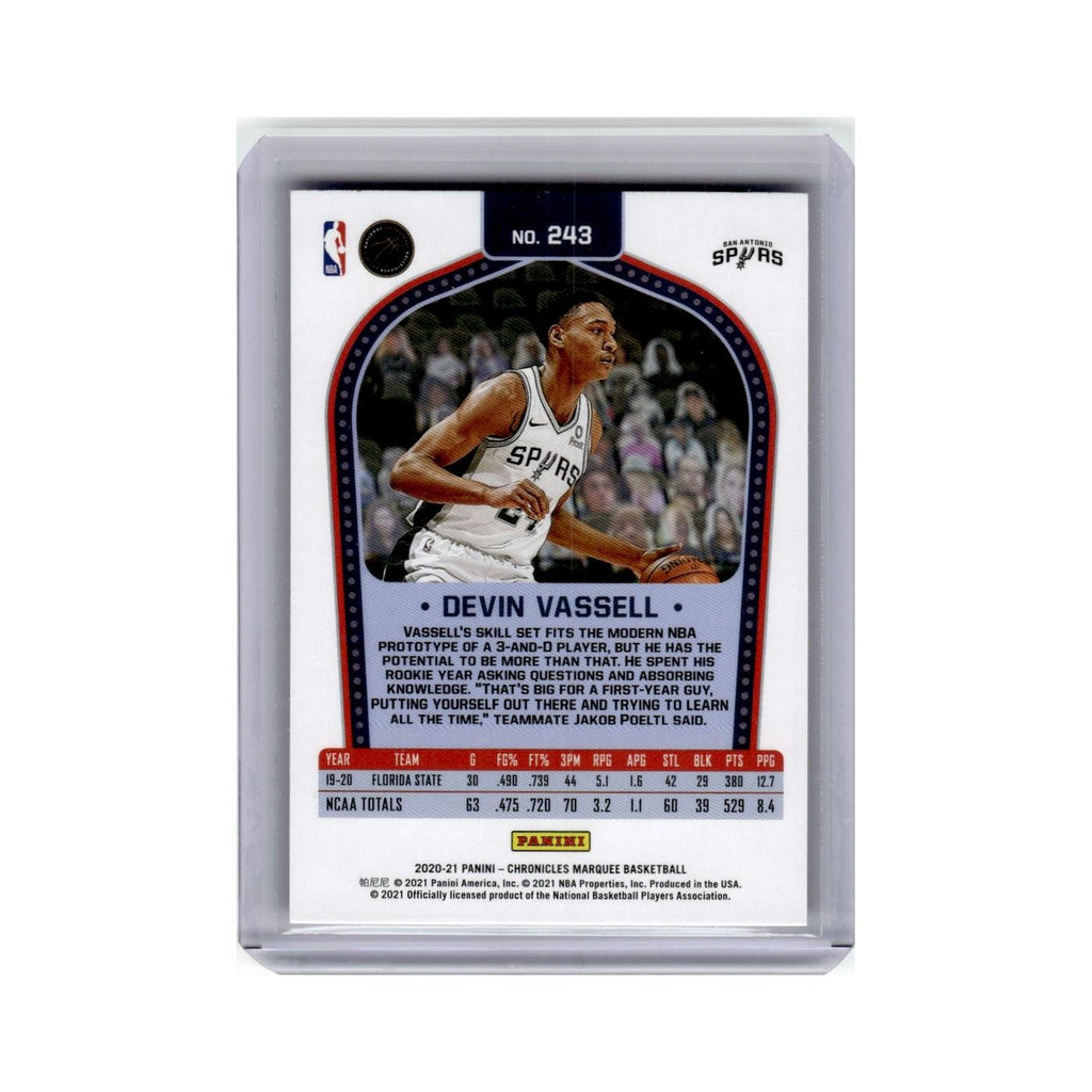 Devin Vassell Rookie 2020 Panini Chronicles Marquee #243 San Antonio Spurs NM