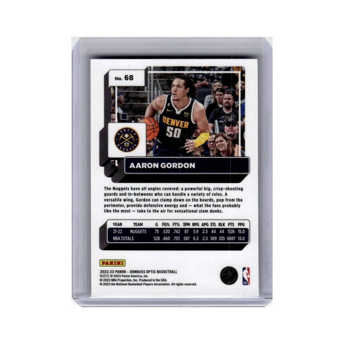 Aaron Gordon 2022 Donruss Optic #68 Denver Nuggets Basketball Card NM
