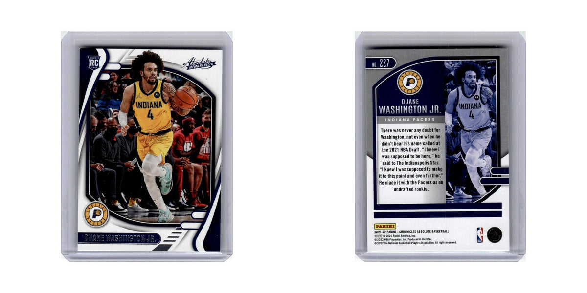 Duane Washington Jr. Rookie 2021 Panini Chronicles Absolute #227 Pacers NM