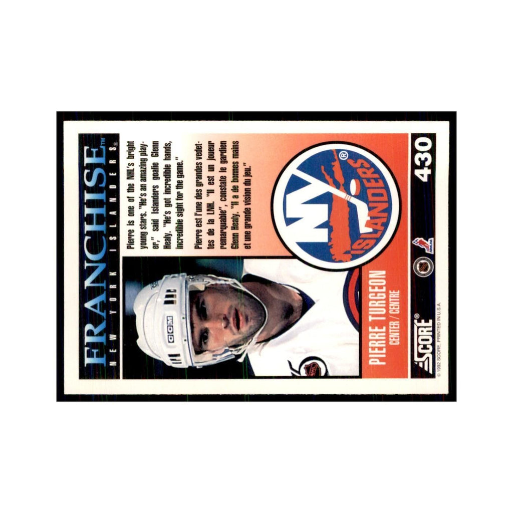 1992 Score Canadian Pierre Turgeon New York Islanders #430