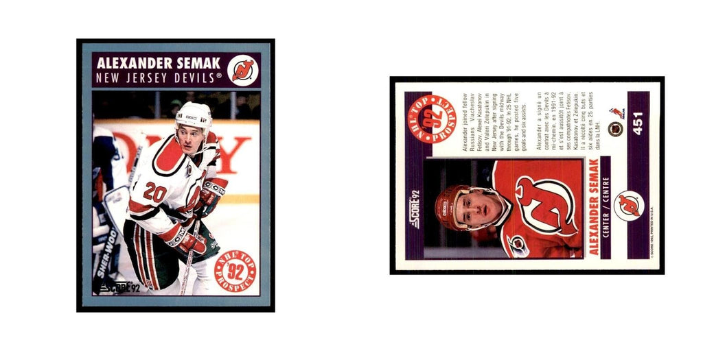 1992 Score Canadian Alexander Semak New Jersey Devils #451