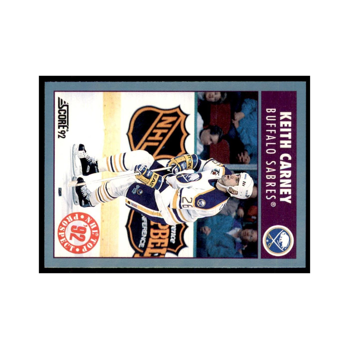 1992 Score Canadian Keith Carney RC Buffalo Sabres #461