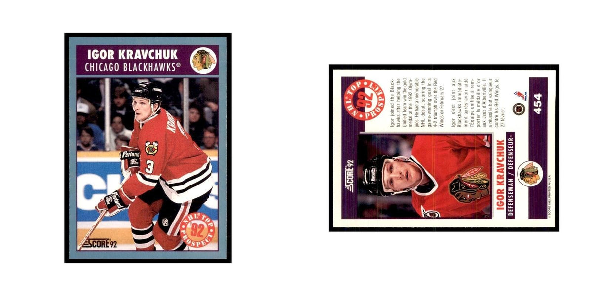 1992 Score Canadian Igor Kravchuk RC Chicago Blackhawks #454