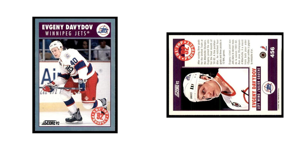 1992 Score Canadian Evgeny Davydov RC Winnipeg Jets #456
