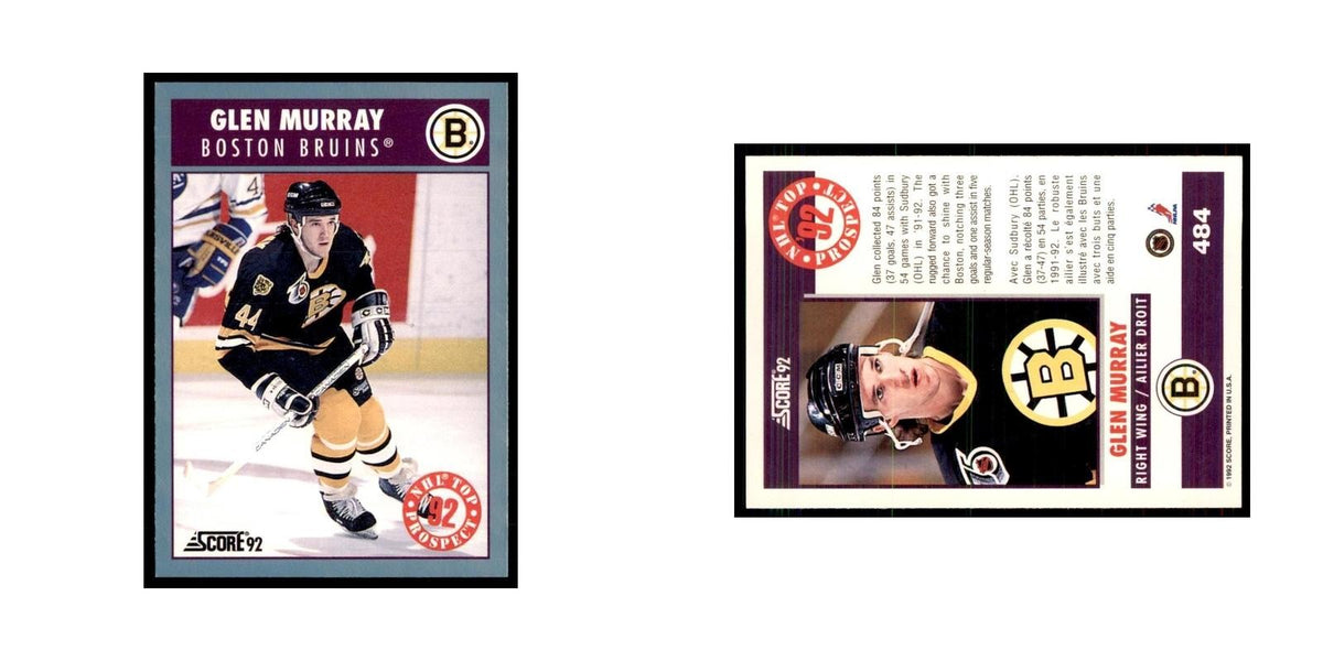 1992 Score Canadian Glen Murray RC Boston Bruins #484