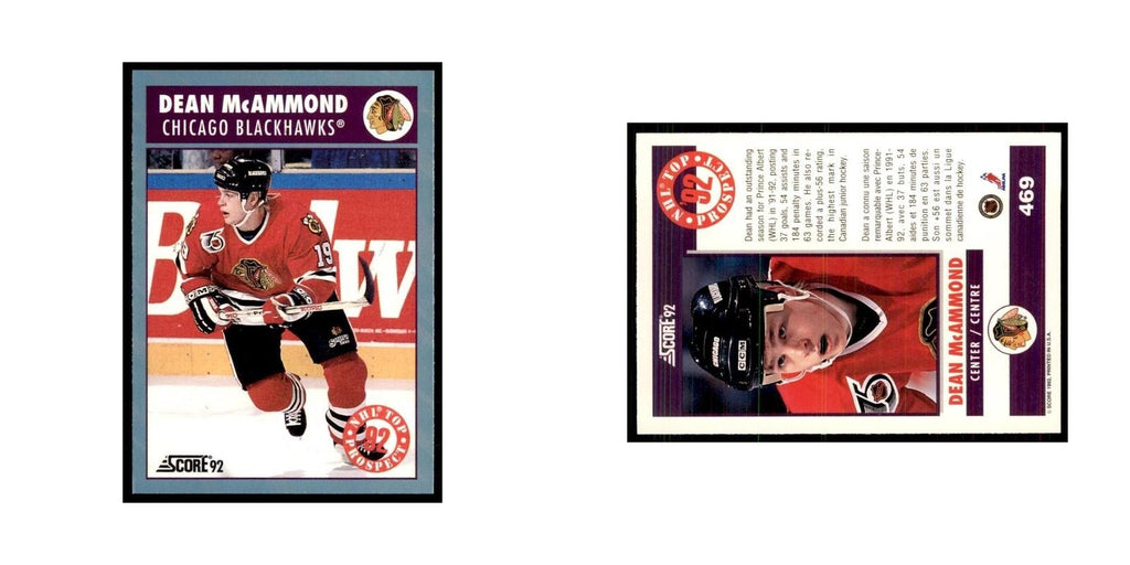 1992 Score Canadian Dean McAmmond RC Chicago Blackhawks #469