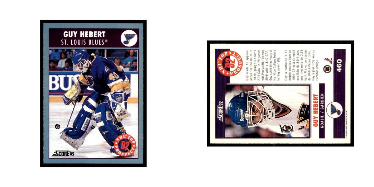 1992 Score Canadian Guy Hebert RC St. Louis Blues #460