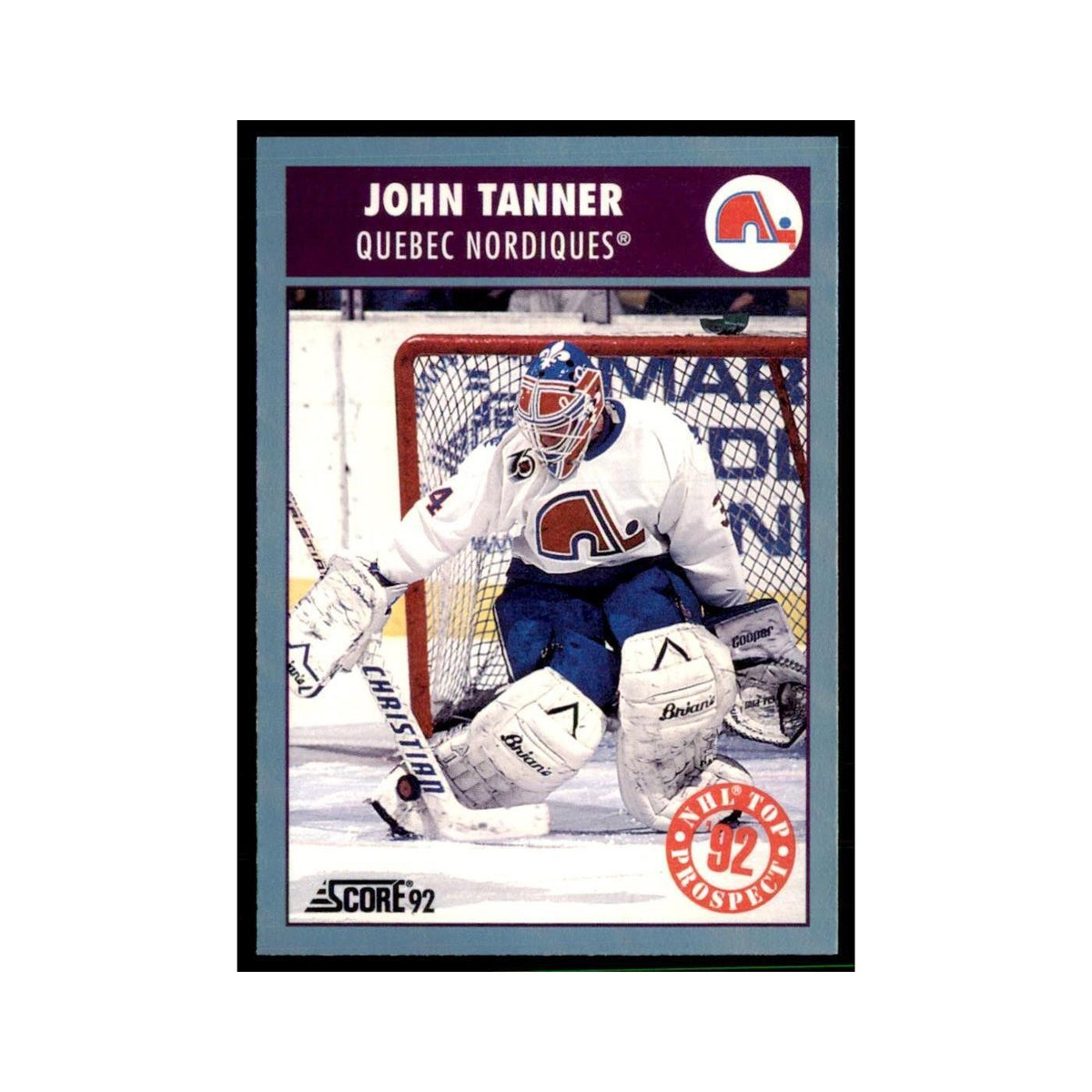 1992 Score Canadian John Tanner Quebec Nordiques #452
