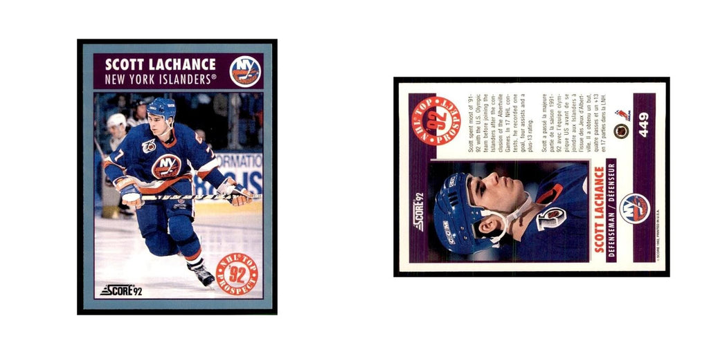 1992 Score Canadian Scott Lachance New York Islanders #449
