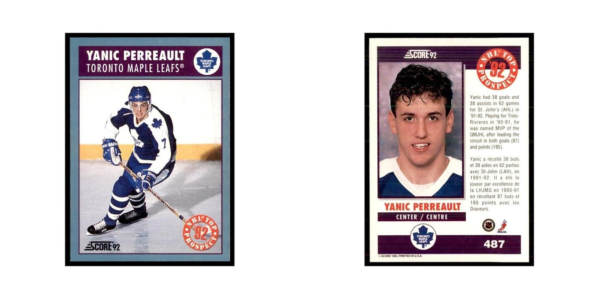 1992 Score Canadian Yanic Perreault RC Toronto Maple Leafs #487