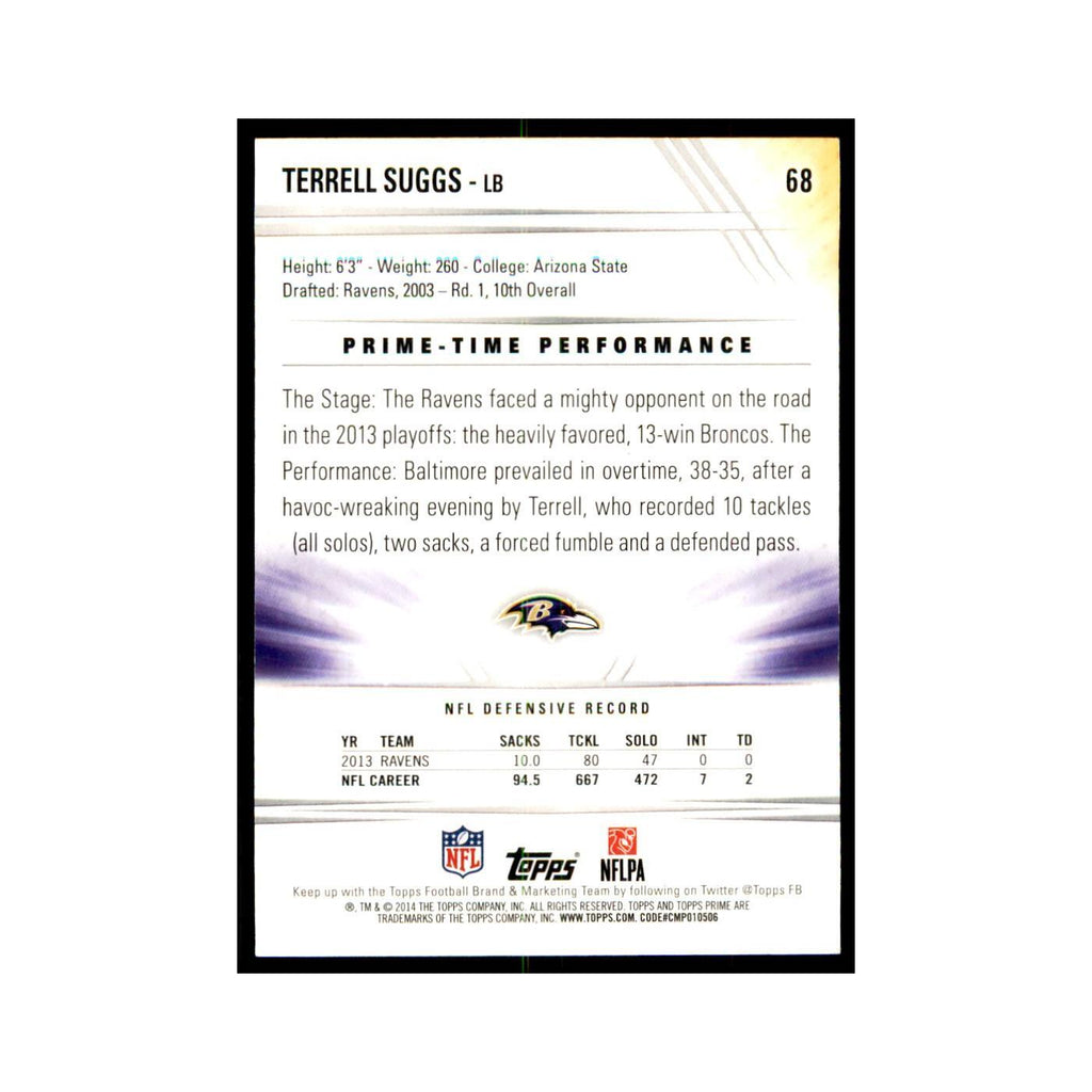 2014 Topps Prime Gold Terrell Suggs Football Cards #68