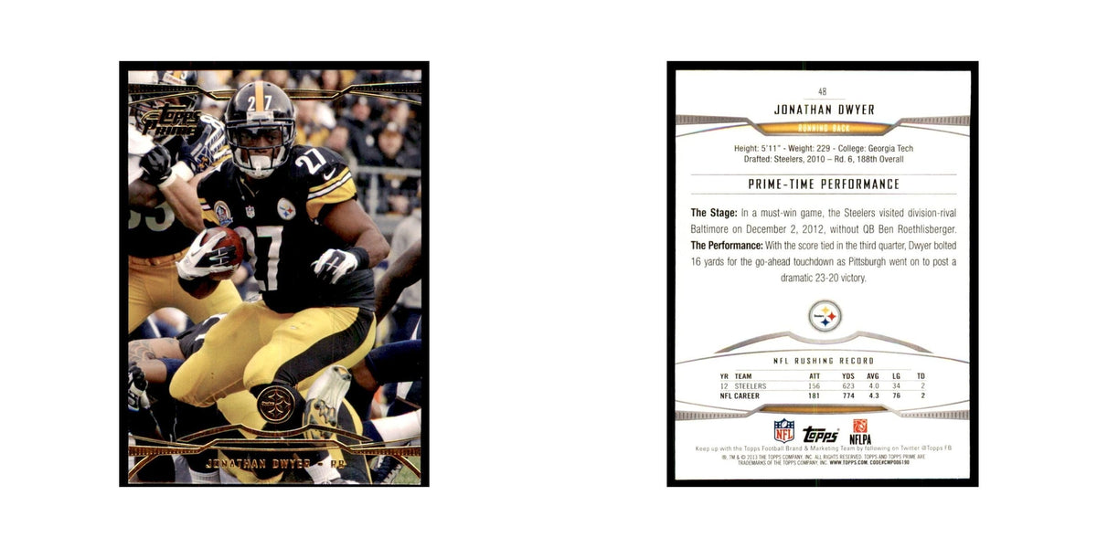 2013 Topps Prime Gold Jonathan Dwyer Football Cards #48