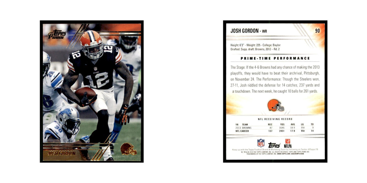 2014 Topps Prime Gold Josh Gordon Football Cards #90