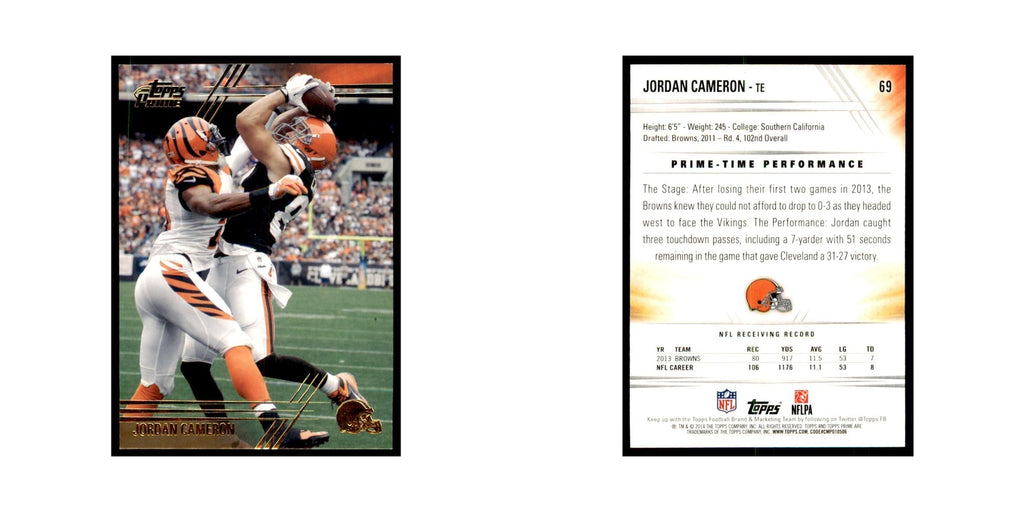 2014 Topps Prime Gold Jordan Cameron Football Cards #69