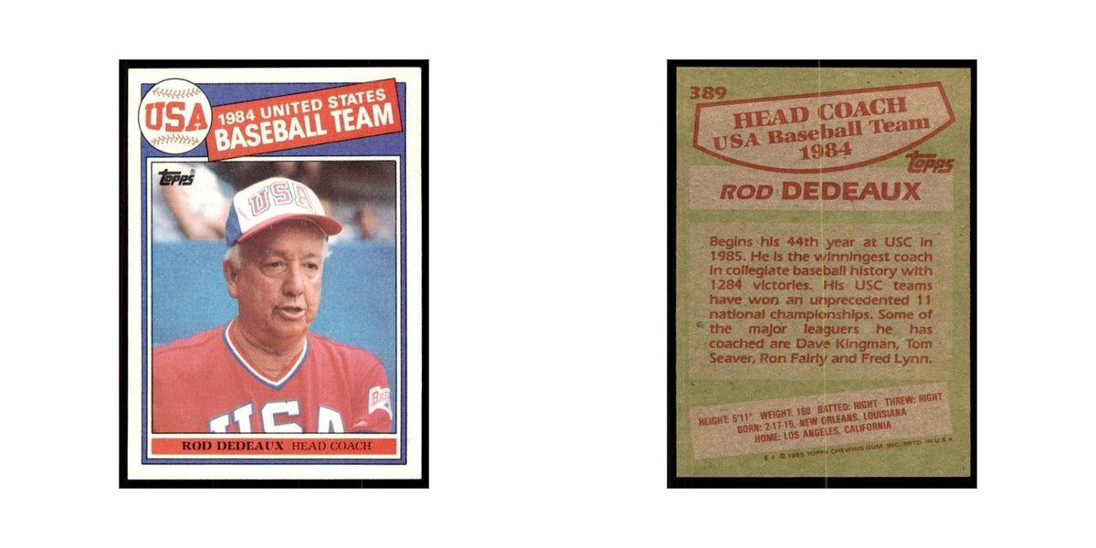 1985 Topps Rod Dedeaux Baseball Cards #389