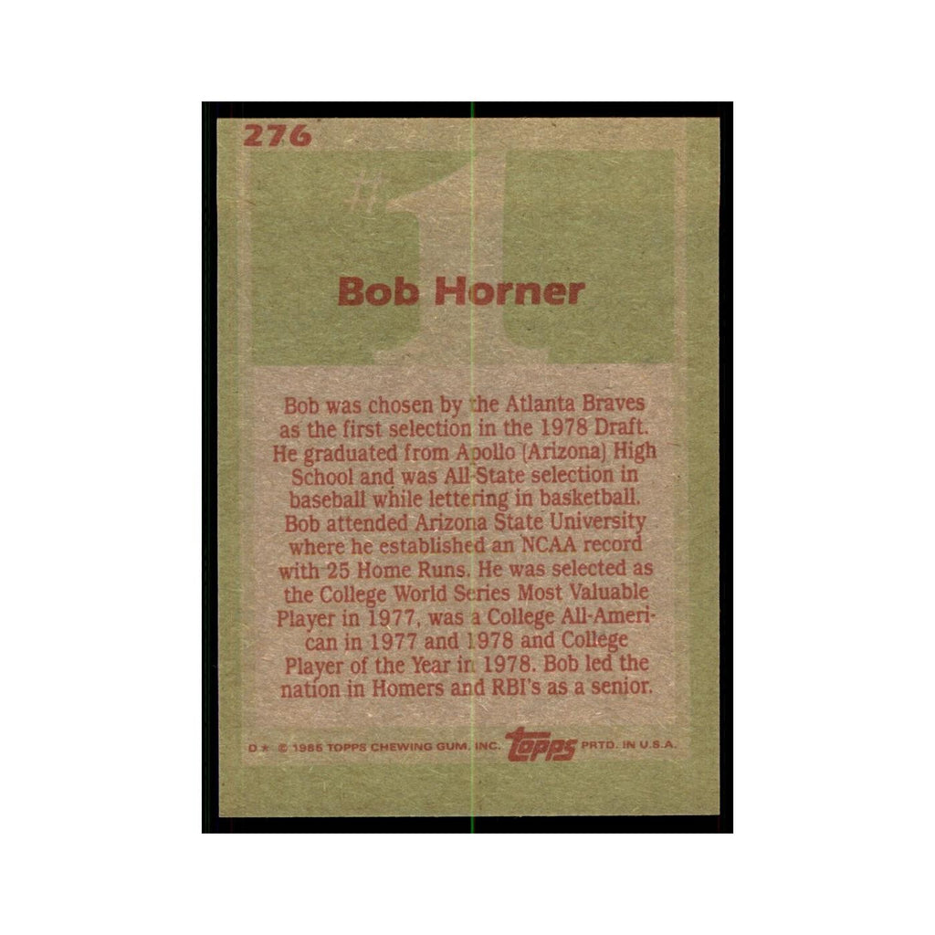 1985 Topps Bob Horner Baseball Cards #276