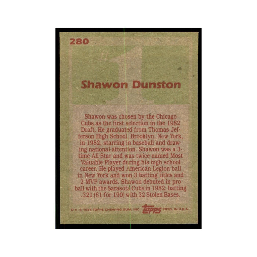 1985 Topps Shawon Dunston Baseball Cards #280