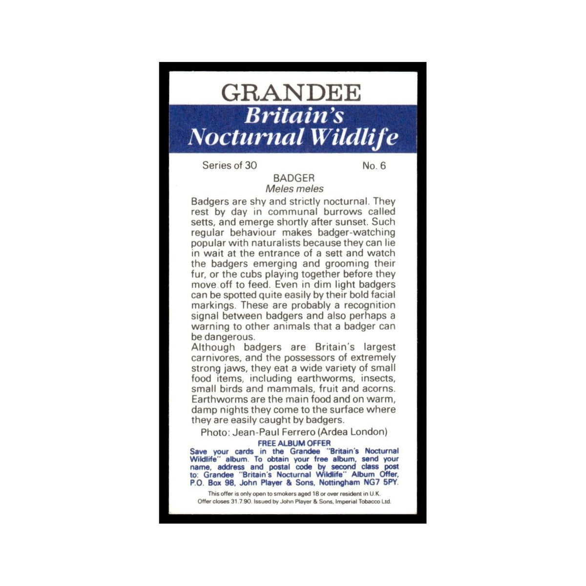 1987 Grandee Britain's Nocturnal Wildlife Badger #6