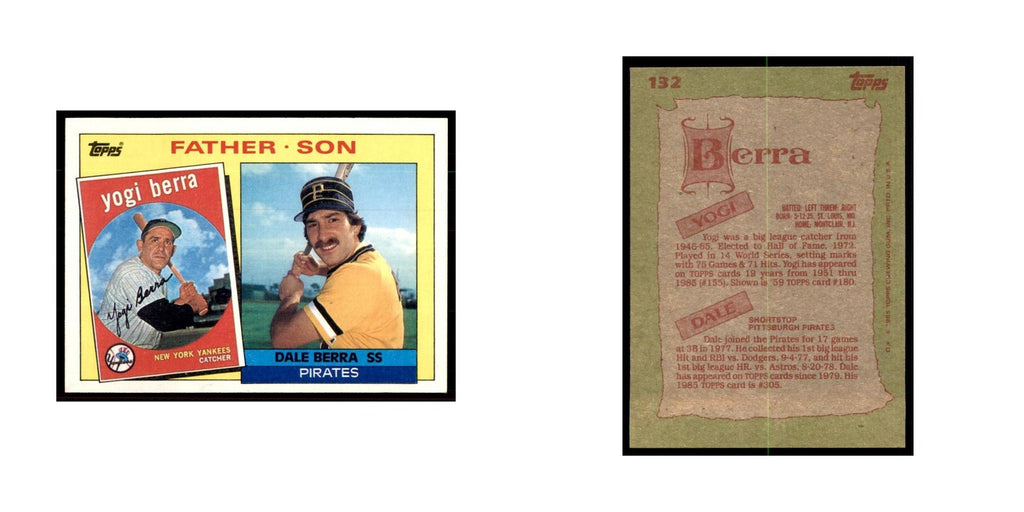 1985 Topps Yogi Berra/Dale Berra Baseball Cards #132