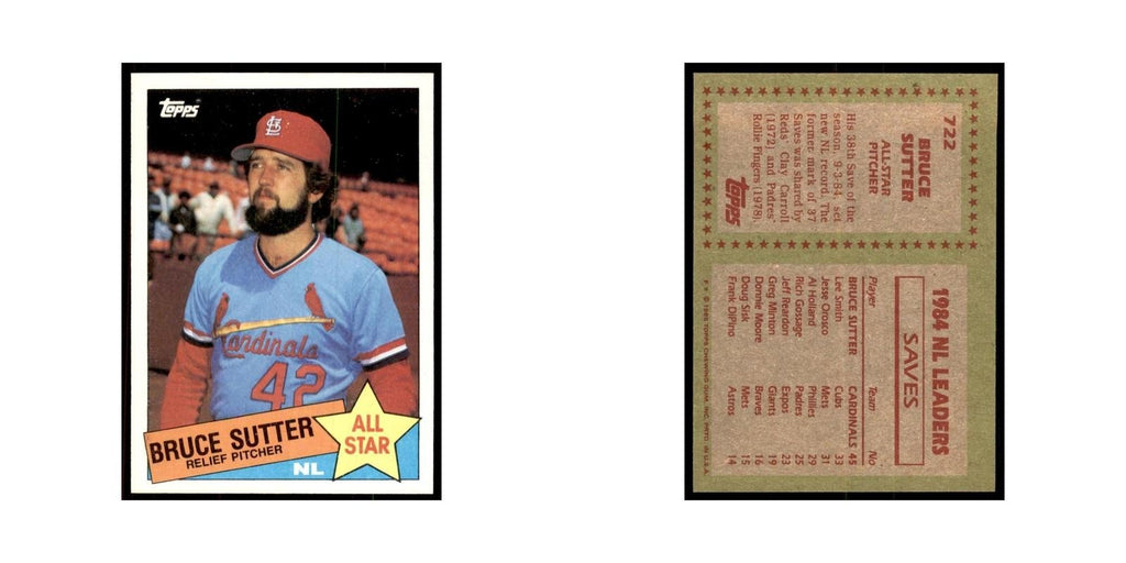1985 Topps Bruce Sutter Baseball Cards #722