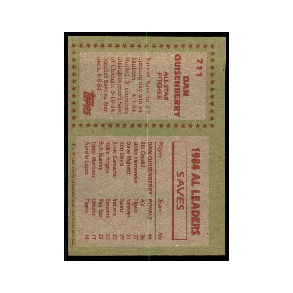 1985 Topps Dan Quisenberry Baseball Cards #711