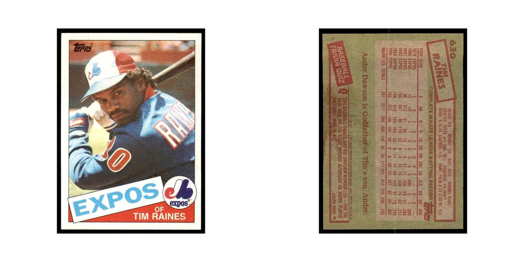 1985 Topps Tim Raines Baseball Cards #630