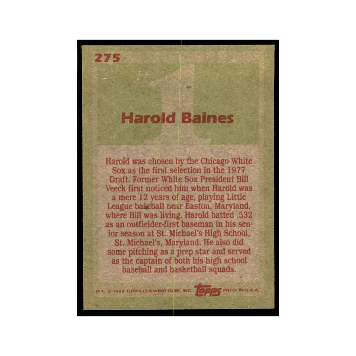 1985 Topps Harold Baines Baseball Cards #275