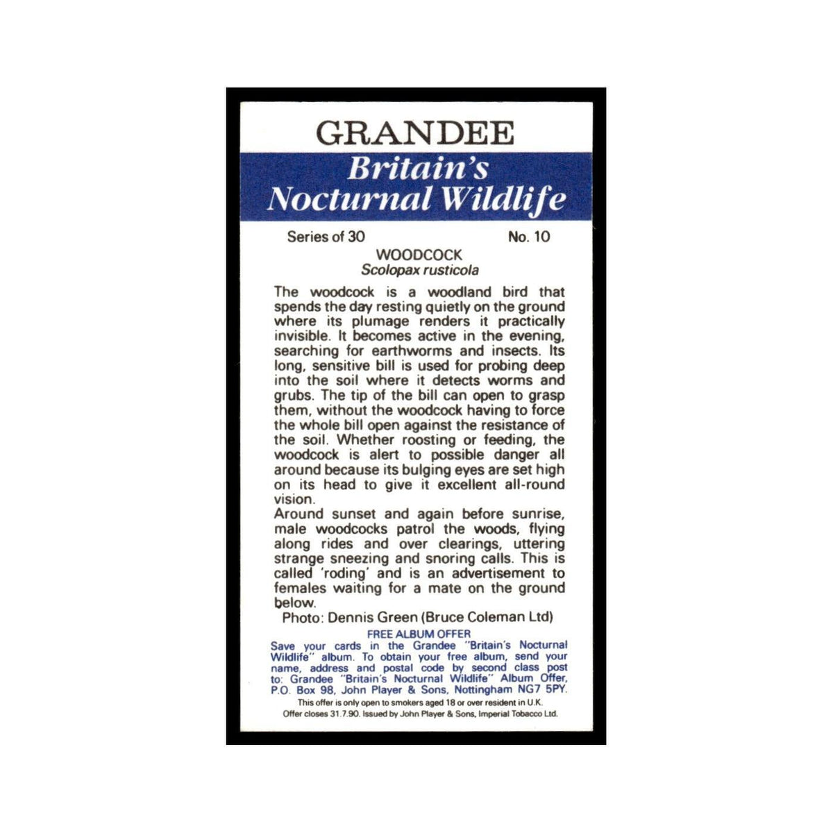 1987 Grandee Britain's Nocturnal Wildlife Woodcock #10
