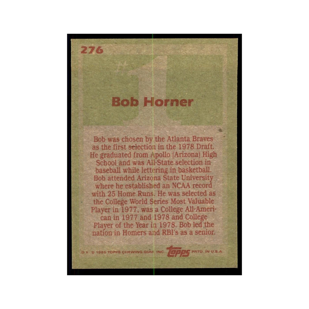 1985 Topps Bob Horner Baseball Cards #276