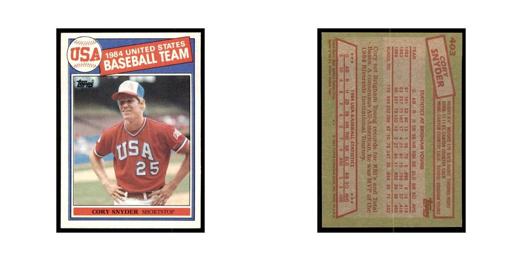 1985 Topps Cory Snyder Baseball Cards #403