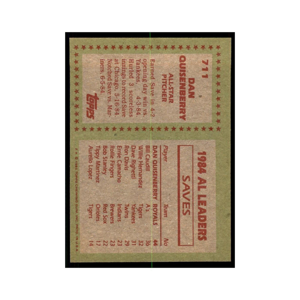 1985 Topps Dan Quisenberry Baseball Cards #711