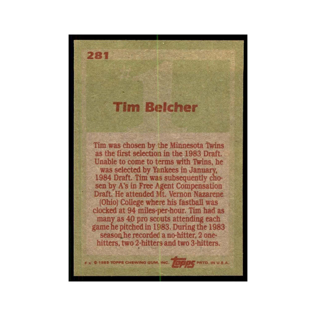 1985 Topps Tim Belcher Baseball Cards #281
