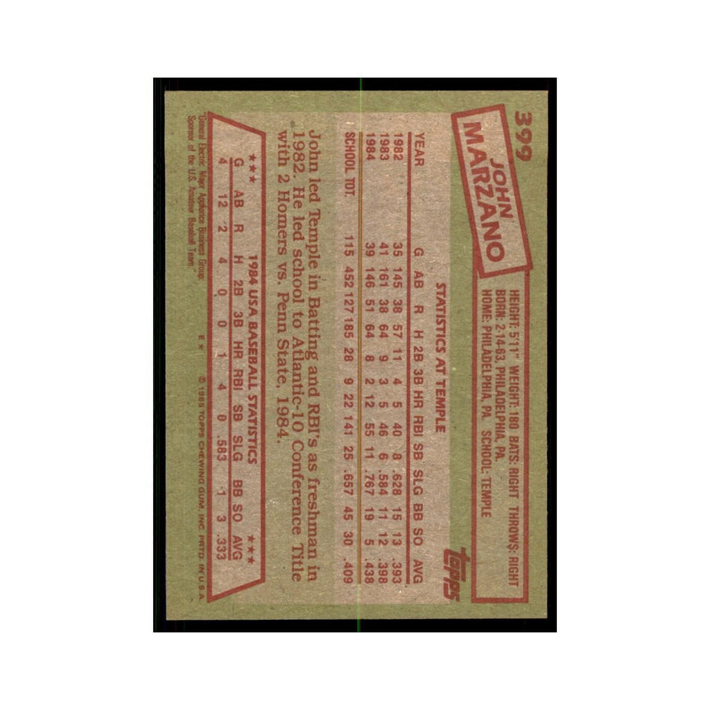 1985 Topps John Marzano Baseball Cards #399