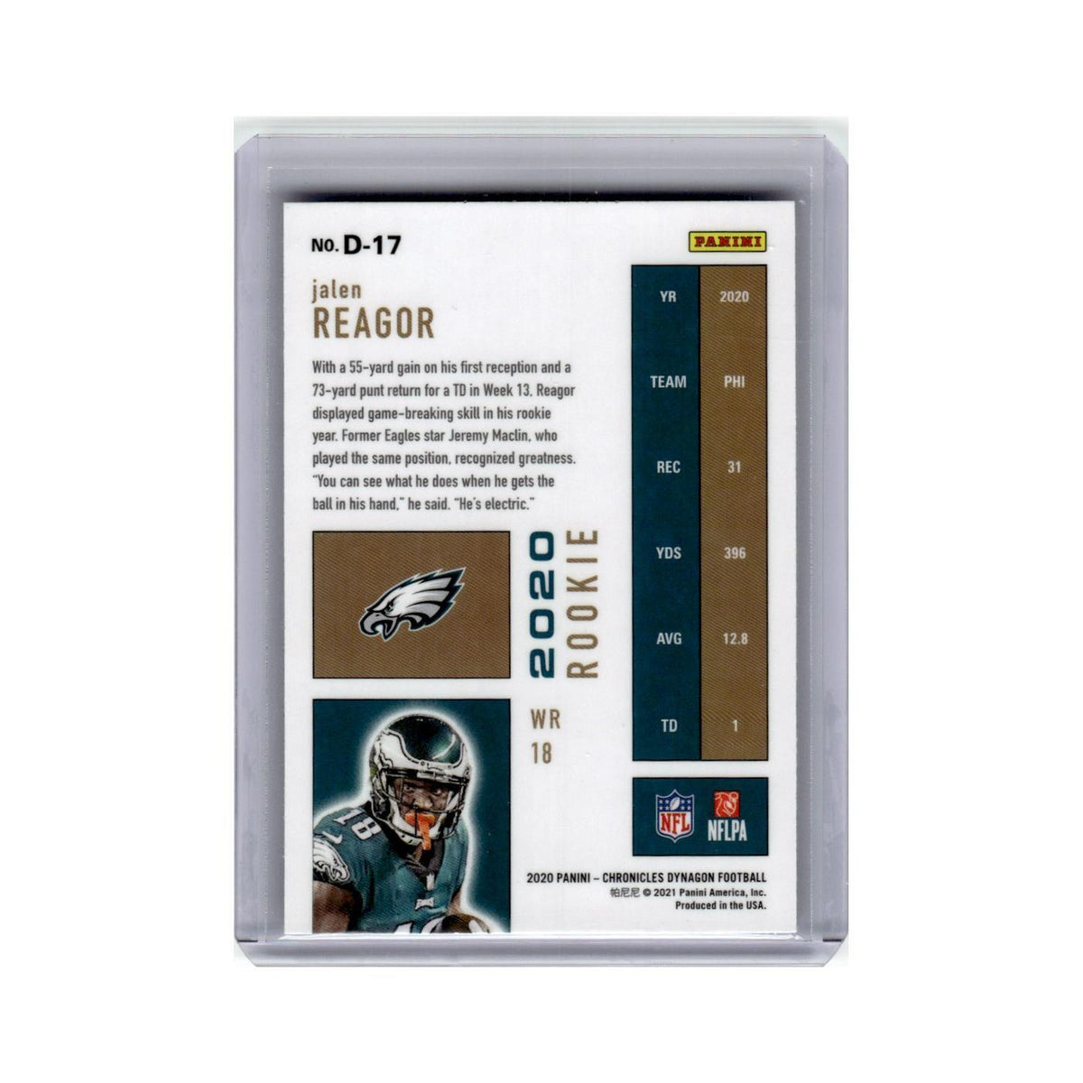 Jalen Reagor Rookie 2020 Panini Chronicles Dynagon #D-17 Philadelphia Eagles NM