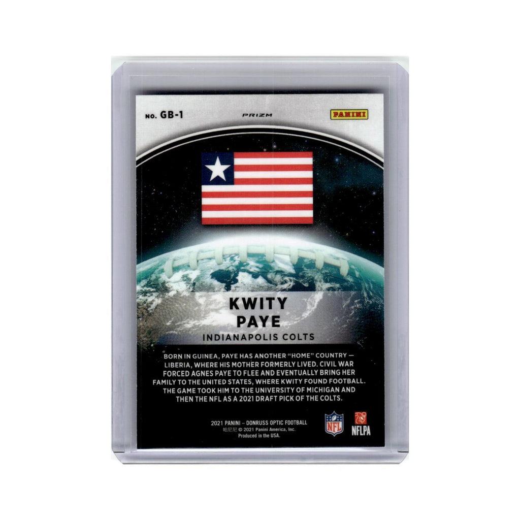 Kwity Paye 2021 Donruss Optic GloBall #GB-1 Indianapolis Colts Football Card NM
