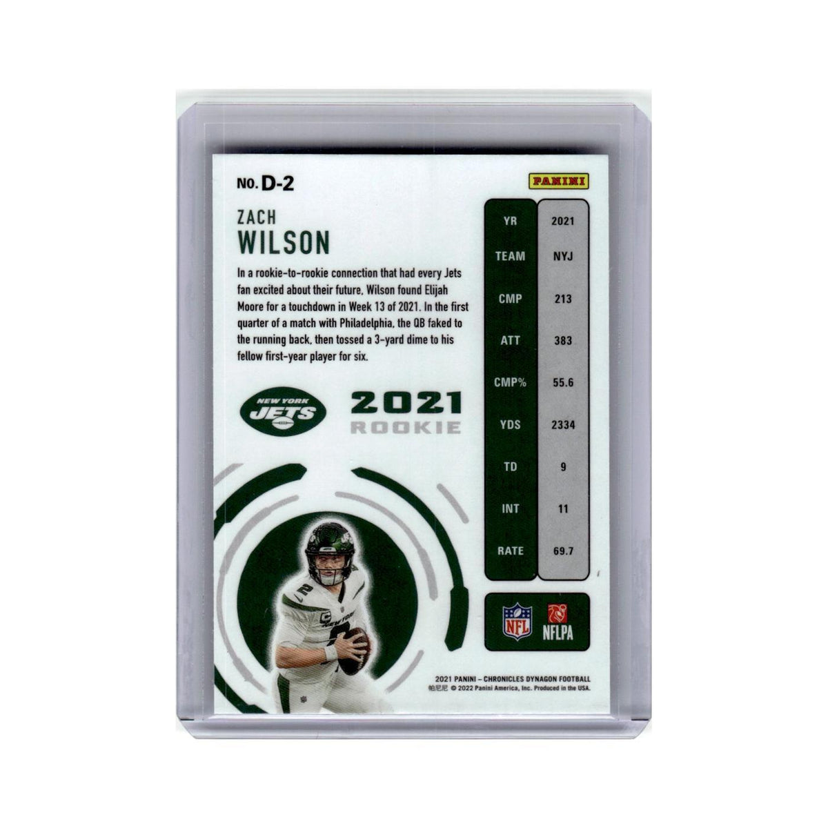 Zach Wilson Rookie 2021 Panini Chronicles Dynagon #D-2 New York Jets NM