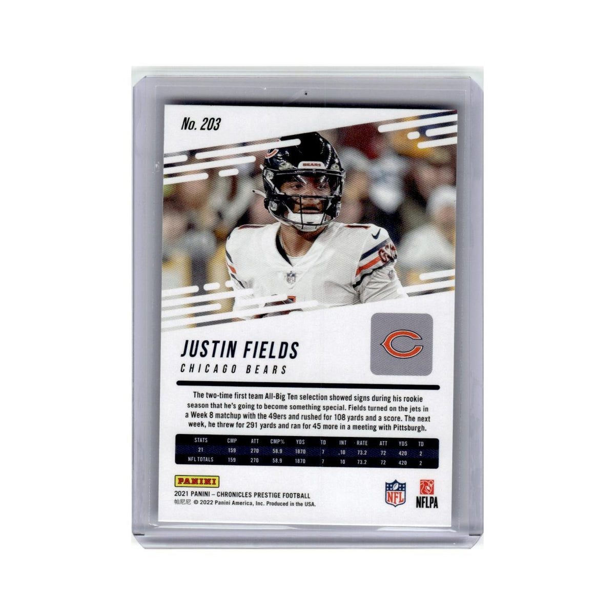 Justin Fields Rookie 2021 Panini Chronicles Prestige #203 Chicago Bears NM