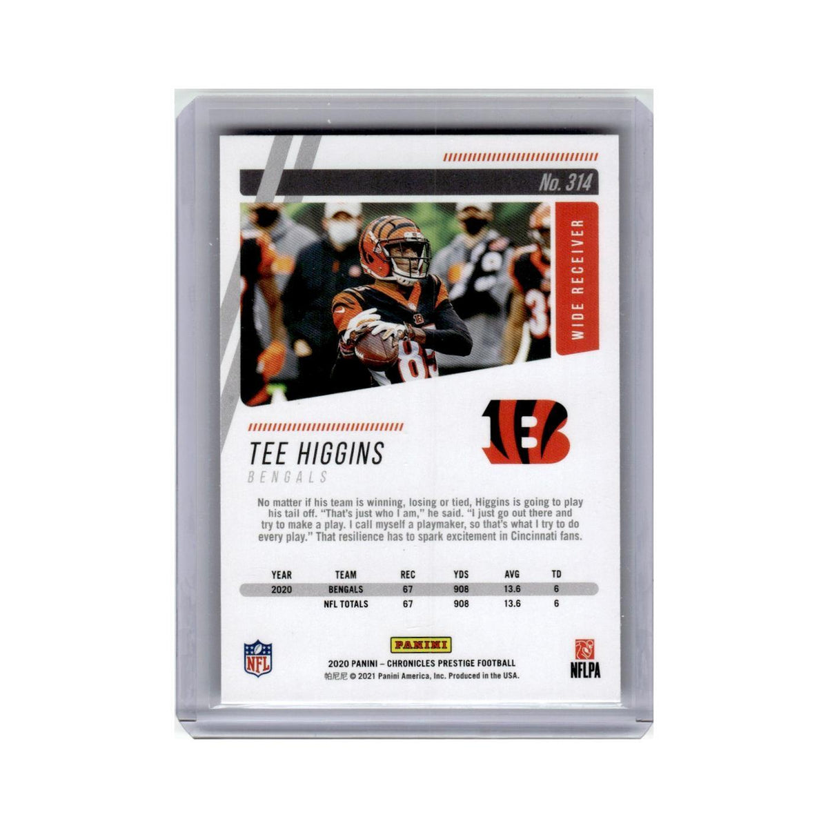 Tee Higgins Rookie 2020 Panini Chronicles Prestige #314 Cincinnati Bengals NM