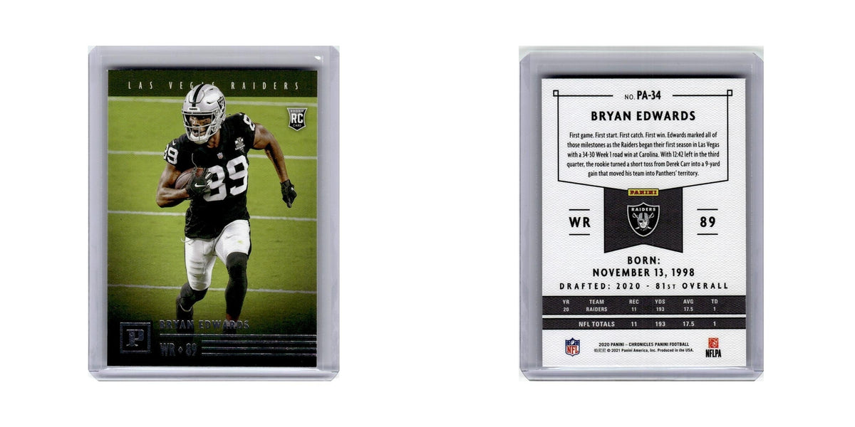 Bryan Edwards Rookie 2020 Panini Chronicles #PA-34 Las Vegas Raiders NM