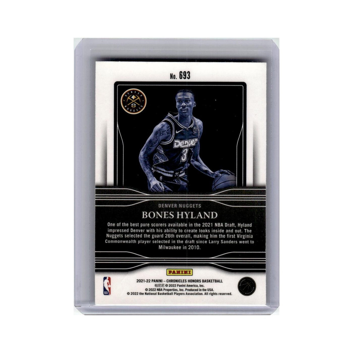 Bones Hyland Rookie 2021 Panini Chronicles Honors #693 Denver Nuggets NM