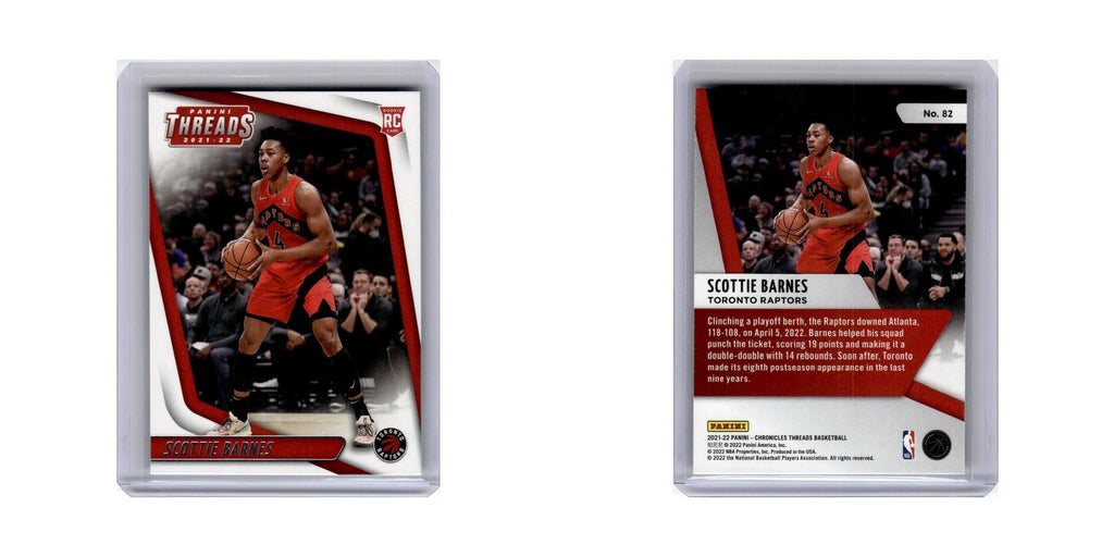 Scottie Barnes Rookie 2021 Panini Chronicles Threads #82 Toronto Raptors NM