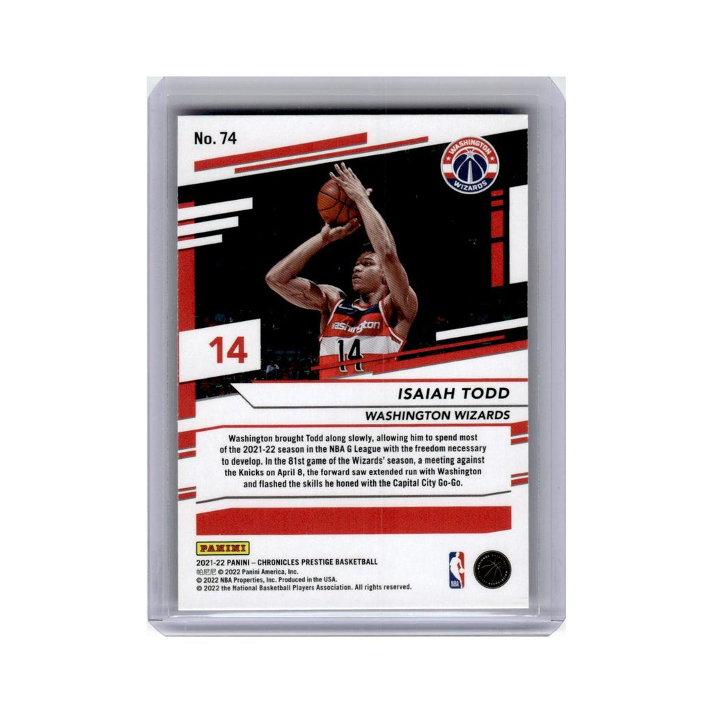 Isaiah Todd Rookie 2021 Panini Chronicles Prestige #74 Washington Wizards NM