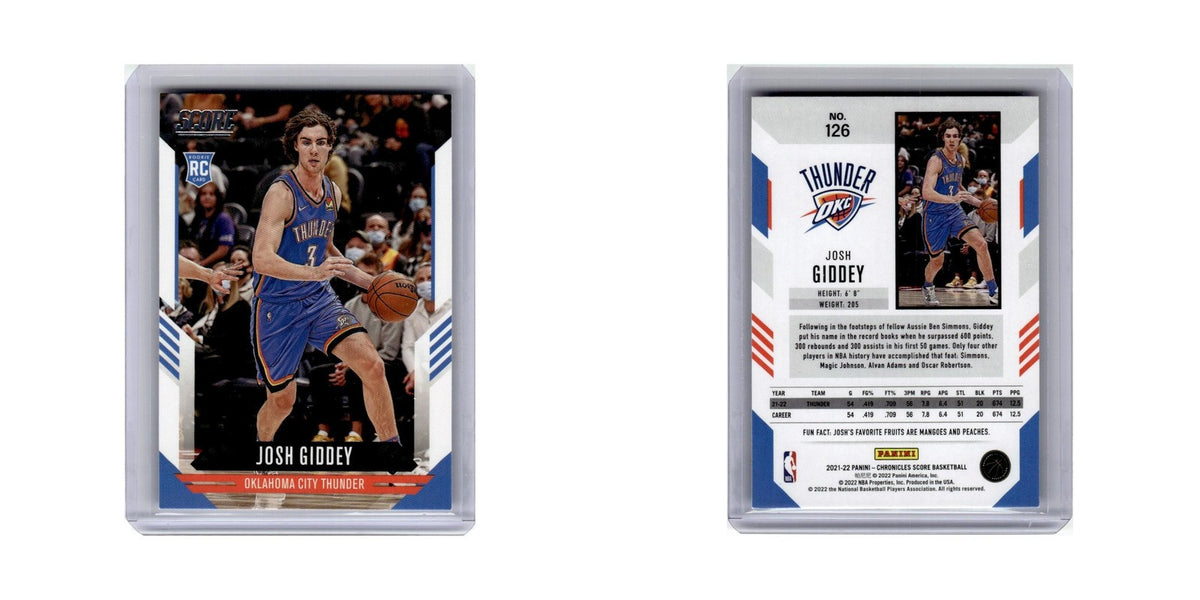 Josh Giddey Rookie 2021 Score #126 Oklahoma City Thunder Basketball Card NM
