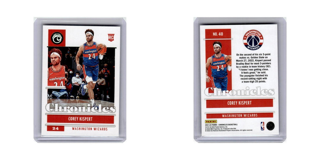 Corey Kispert Rookie 2021 Panini Chronicles #40 Washington Wizards NM