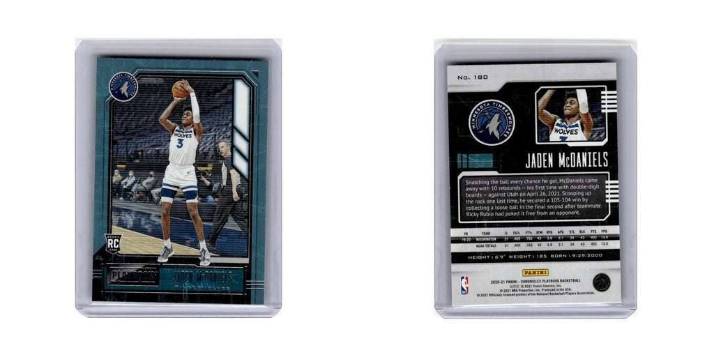 Jaden McDaniels Rookie 2020 Panini Chronicles Playbook #180 Timberwolves NM