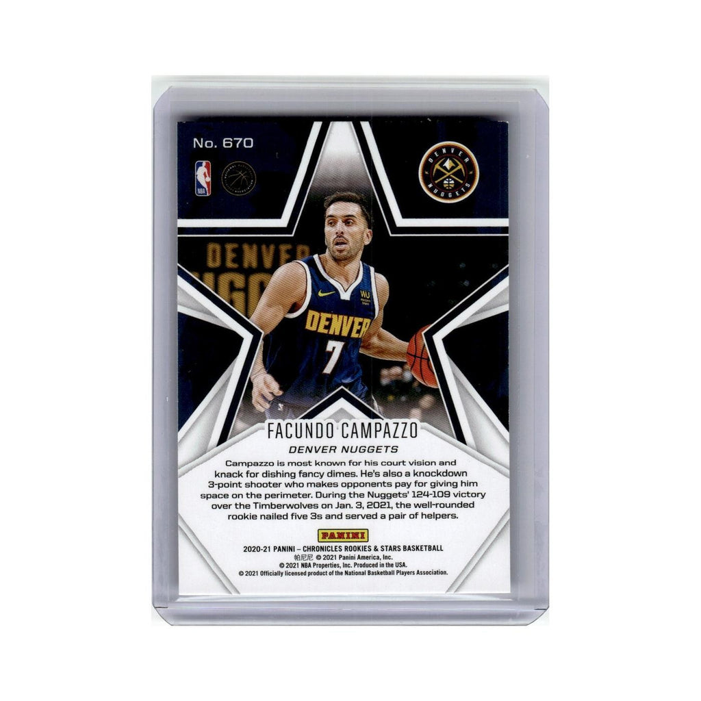 Facundo Campazzo Rookie 2020 Panini Chronicles Rookies Stars #670 Nuggets NM