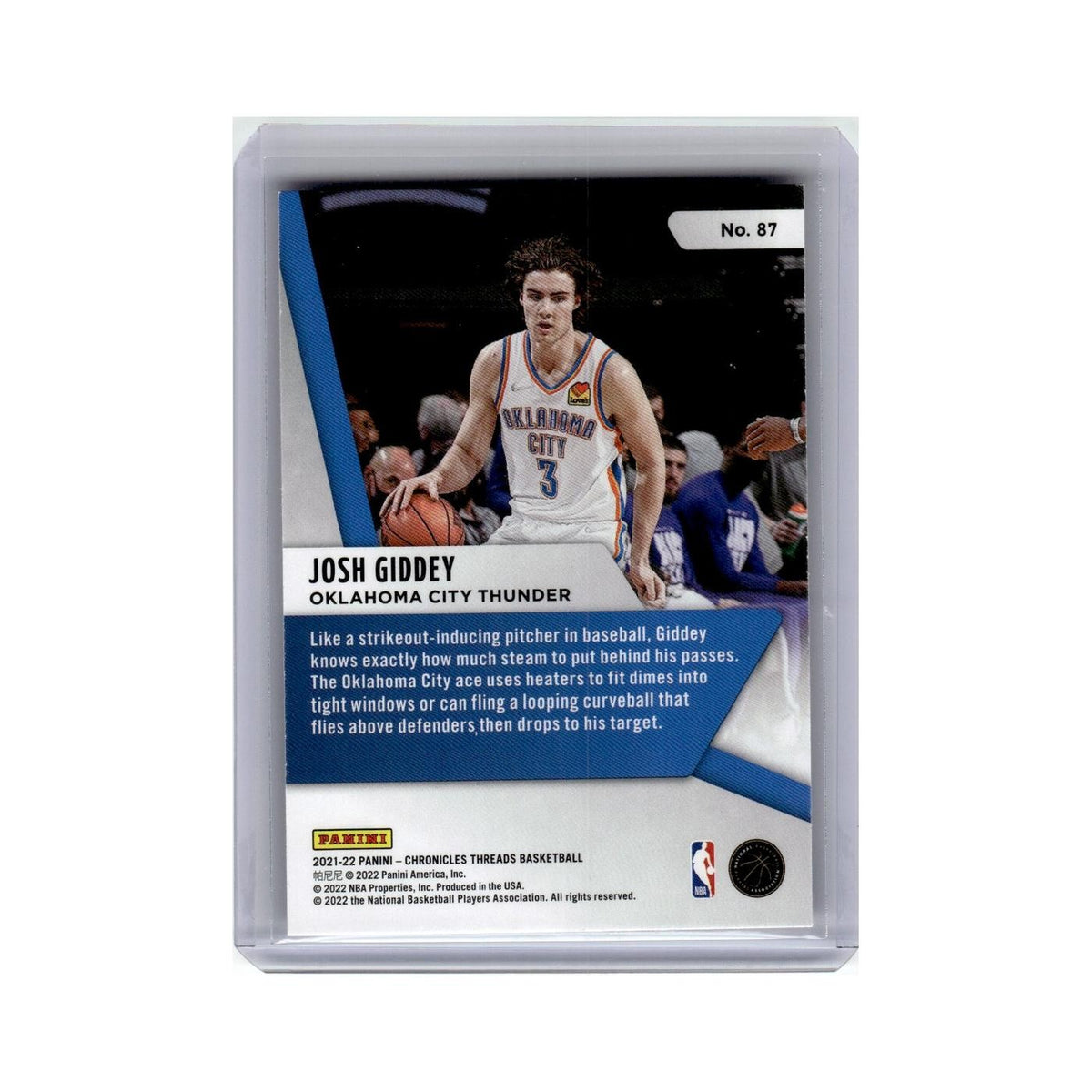 Josh Giddey Rookie 2021 Panini Chronicles Threads #87 Oklahoma City Thunder NM