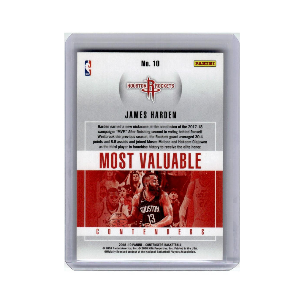 James Harden 2018 Panini Contenders Most Valuable #10 Houston Rockets NM